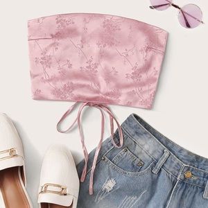 Satin Lace-Up Tube Top/Crop Top